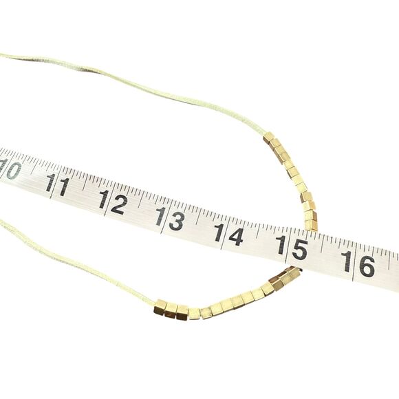 J Jill Layered Beaded Necklace Square Gold Tone Double Strand Cord Adjustable - Picture 10 of 11